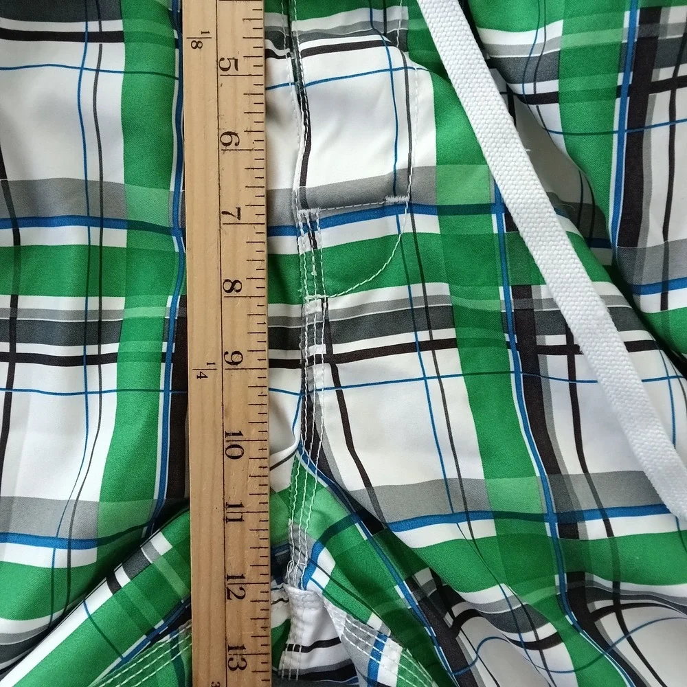 Gap Mens Green Plaid Board Shorts Swim Trunks Size L Mesh Lined Drawstring
